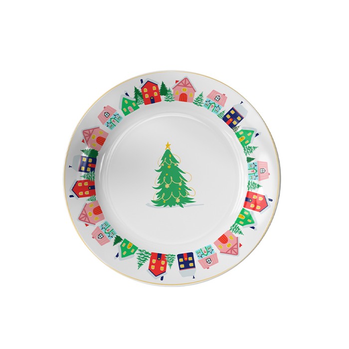 თეფში საახალწლო საშობაო სოფელი 26სმ