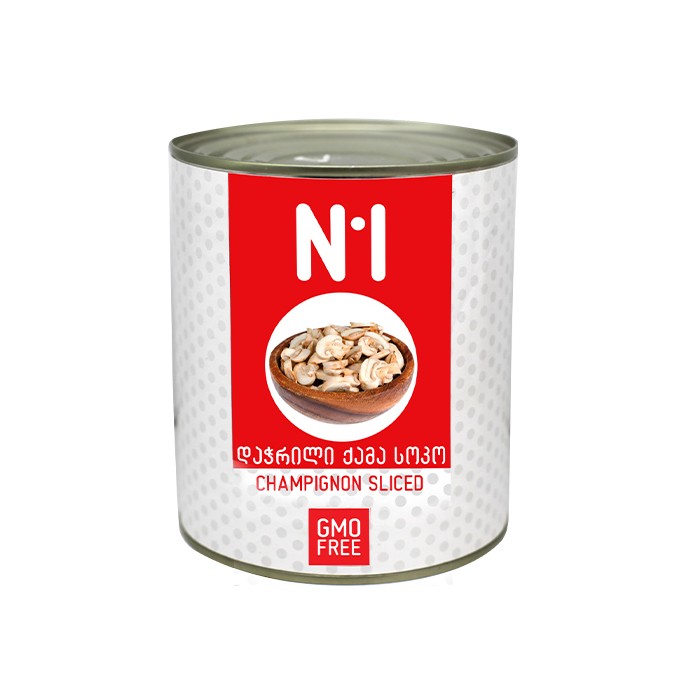 „N1“ქამა სოკოს კონსერვი, დაჭრილი 800 გ