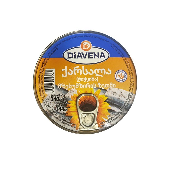 „დიავენა“ თევზის კონსერვი „შპროტი“ ზეთში 240 გ