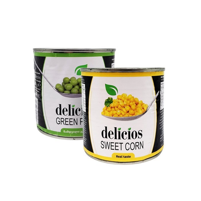 „დელისიოს“ ბარდის ან სიმინდის კონსერვი 425 მლ