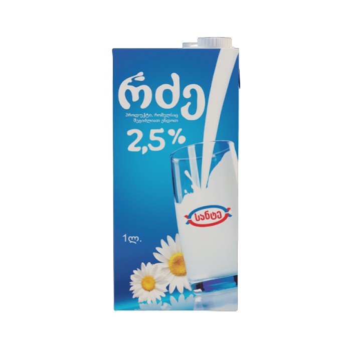 „სანტე“ რძე ულტრაპასტერიზებული 2.5% 1 ლ