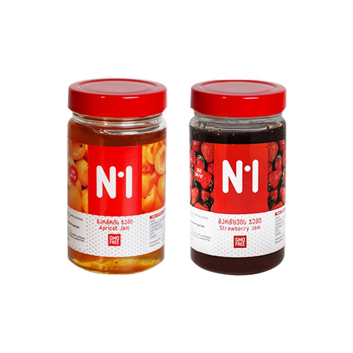 „N1“ ჯემი გარგრის/მარწყვის/ალუბლის 360 გ