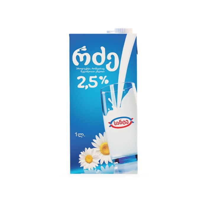 „სანტე“ რძე ულტრაპასტერიზებული  2.5% 1 ლ